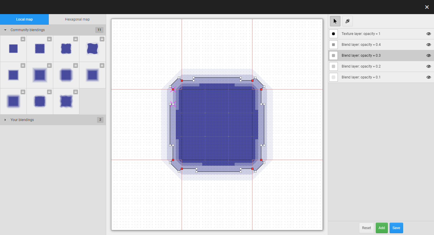 Texture transition editor